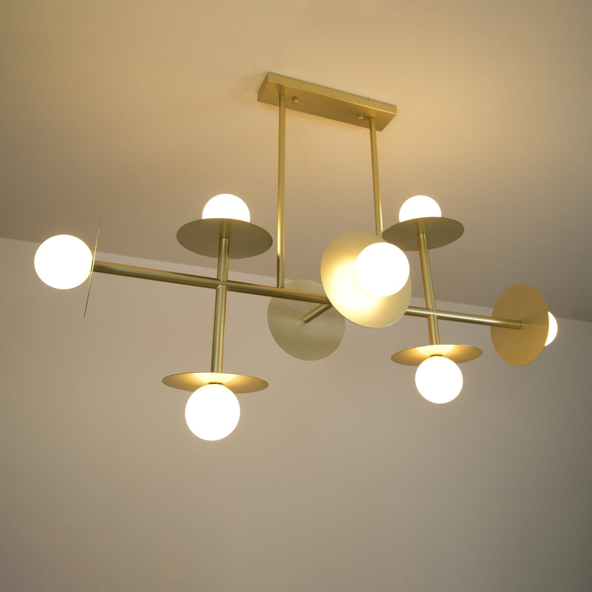 Lustre Cadran en verre et laiton – vue 3