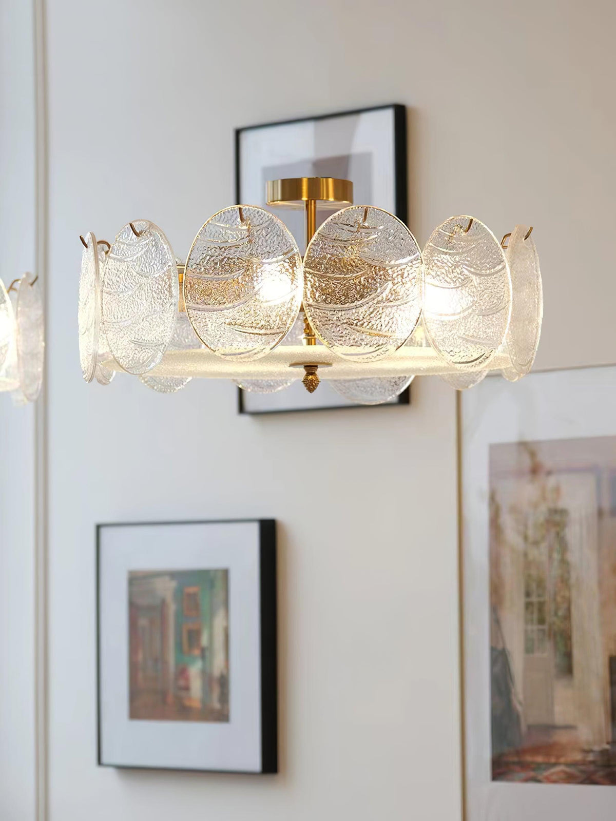 Plafonnier Camélia en verre et fer – vue 12