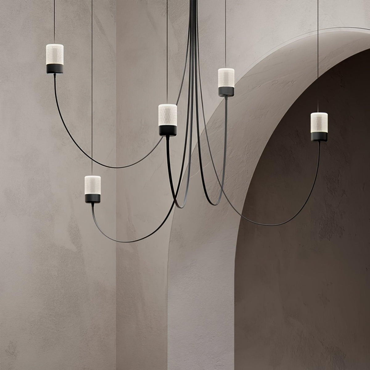 Lustre Aigrette en verre et métal – vue 14