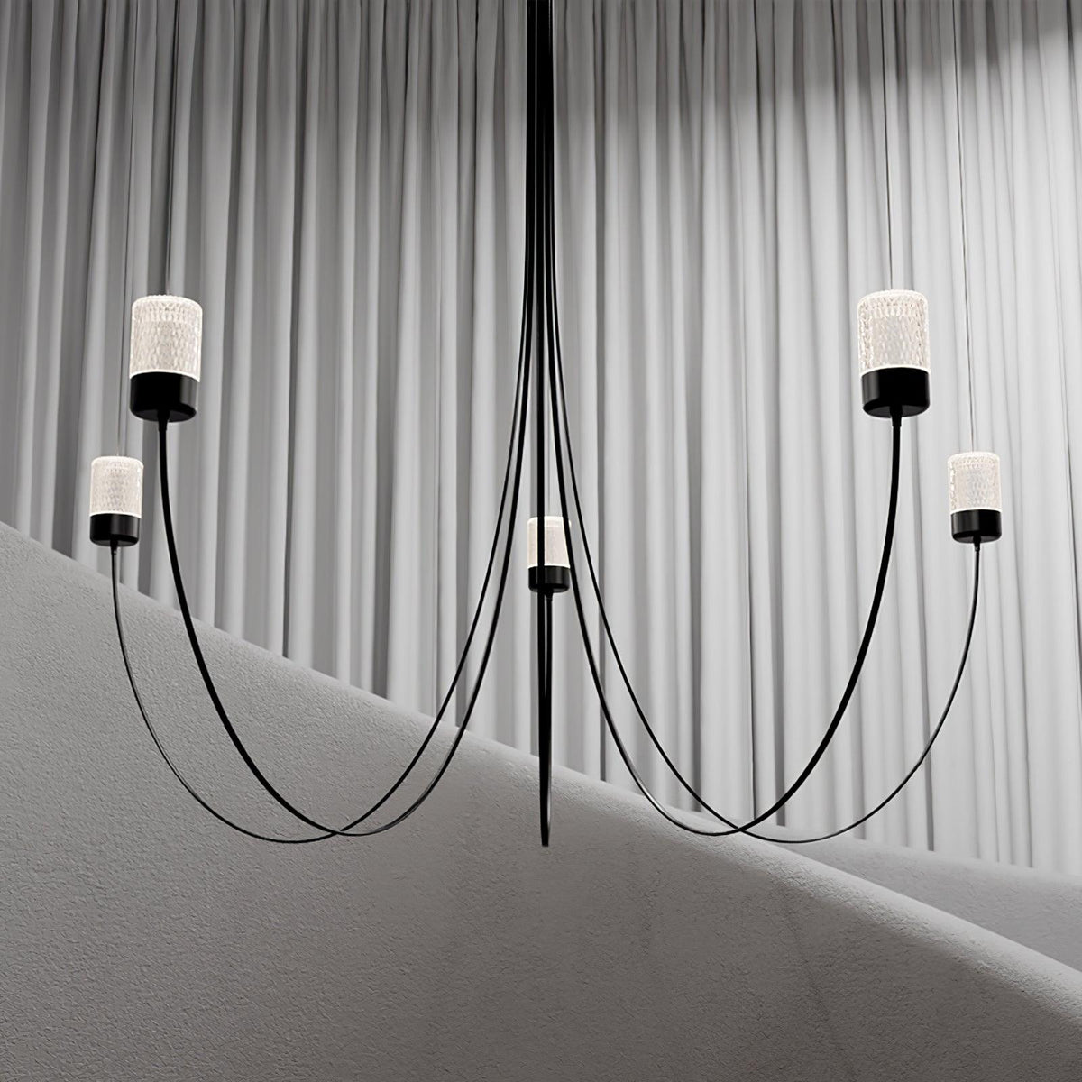 Lustre Aigrette en verre et métal – vue 9