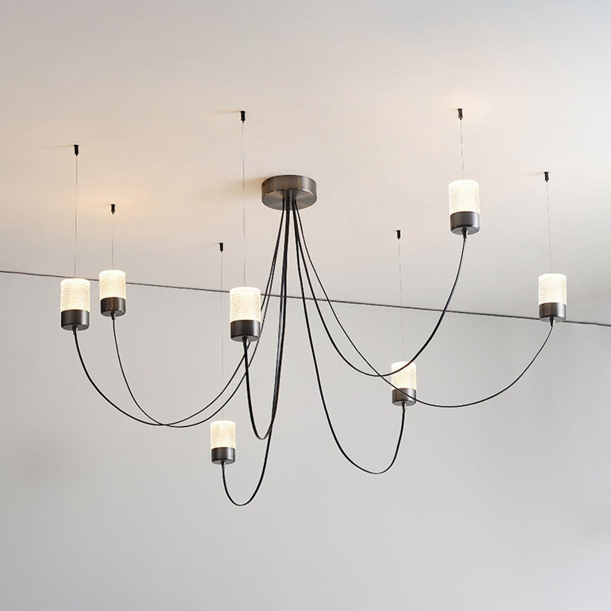 Lustre Aigrette en verre et métal – vue 12