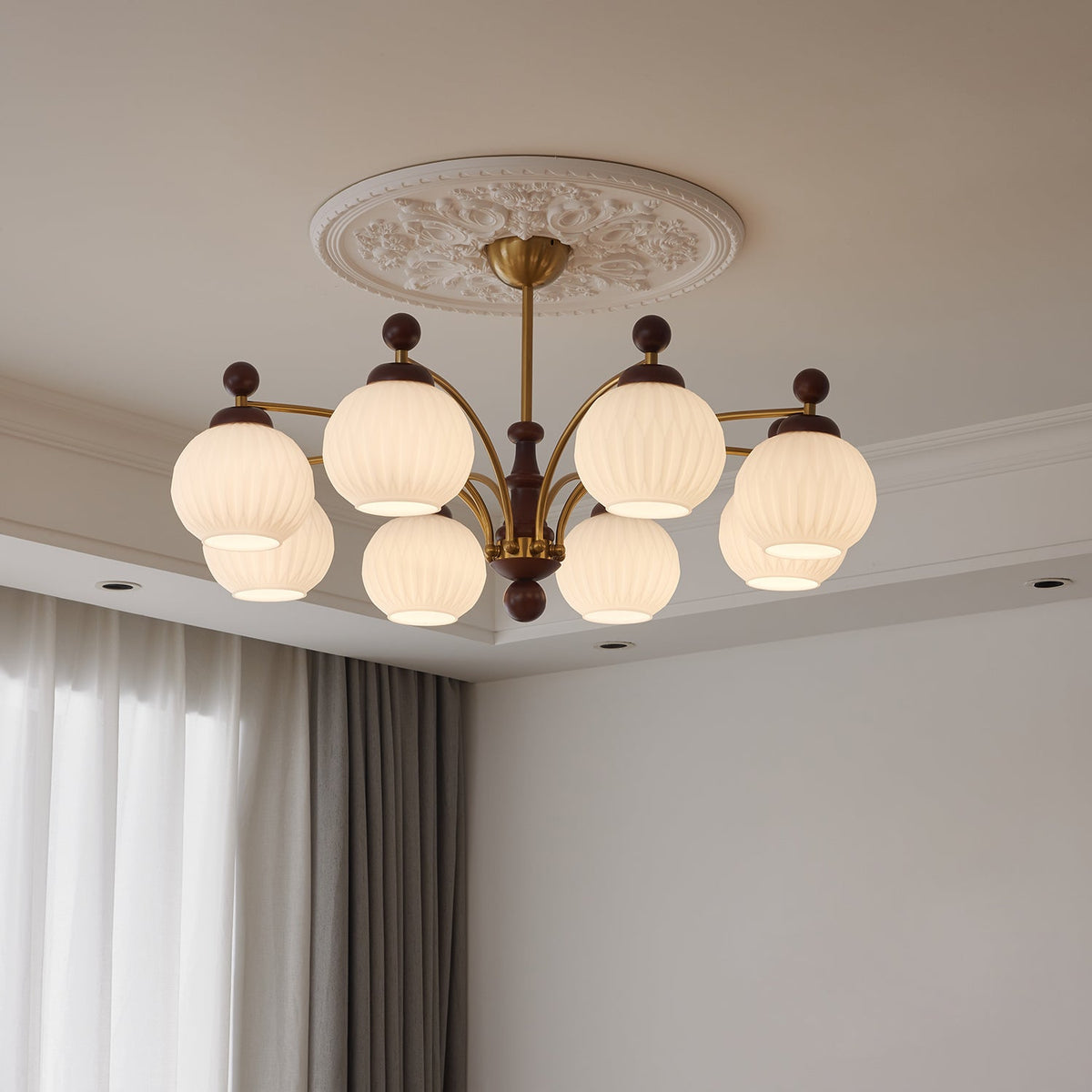 Lustre Orangerie en verre et bois – vue 3