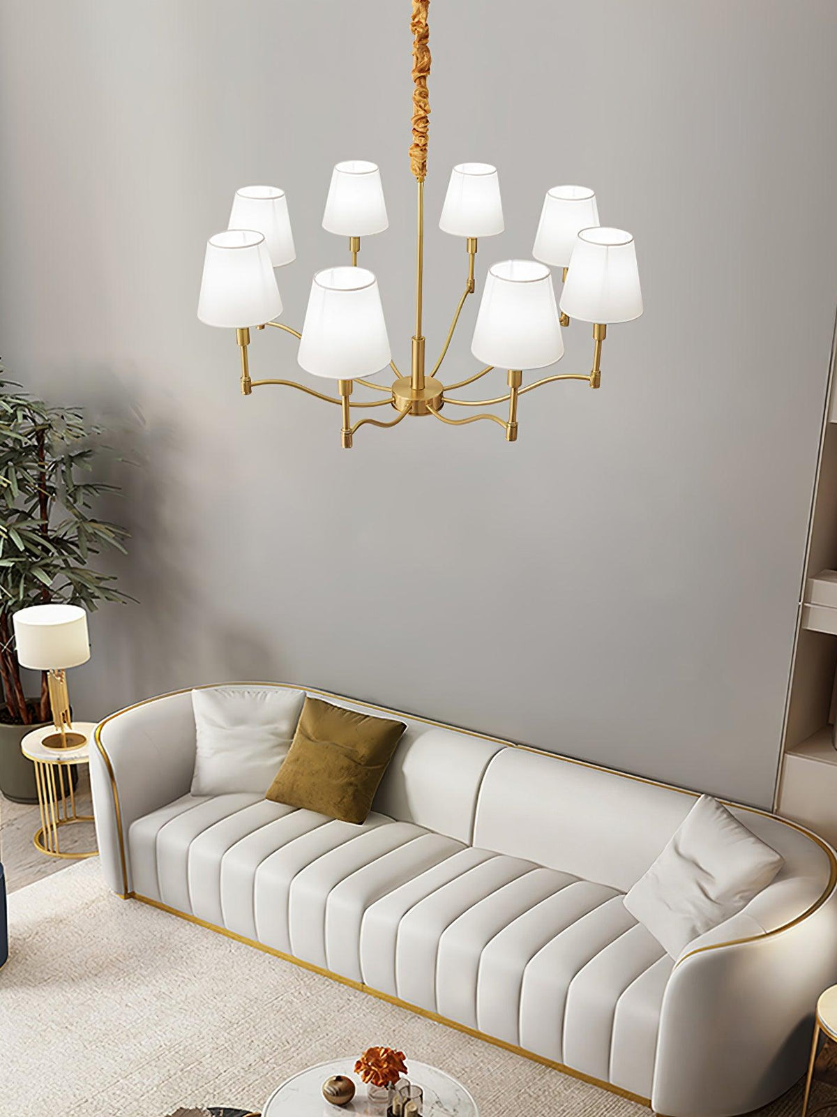 Lustre Absinthe en laiton et tissu – vue 12