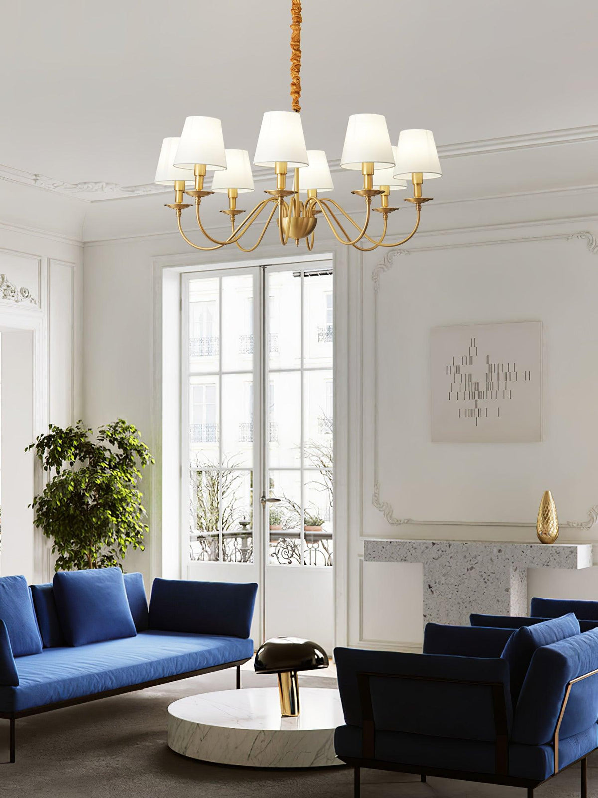 Lustre Absinthe en laiton et tissu – vue 22