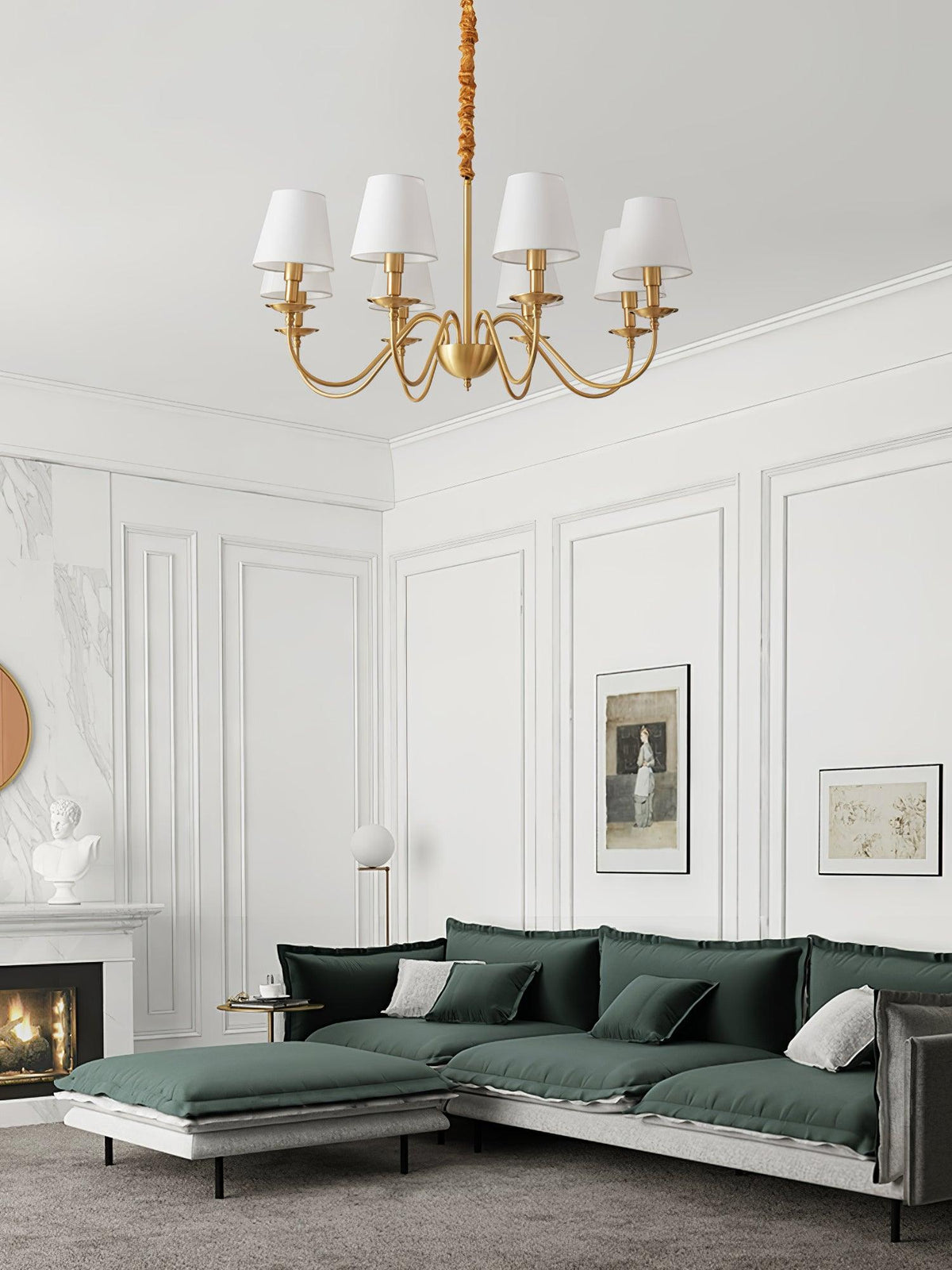 Lustre Absinthe en laiton et tissu – vue 7