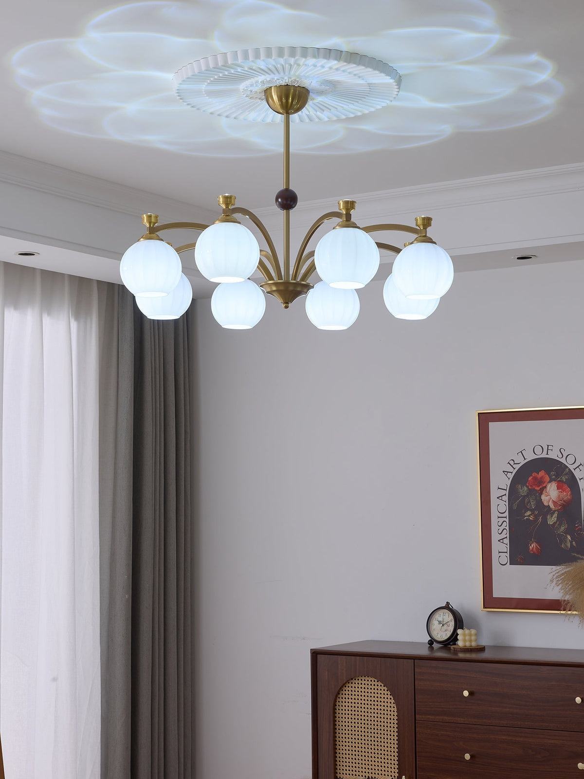Lustre Genêt en verre et bois – vue 3