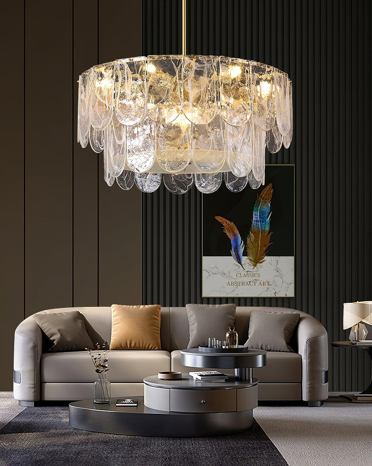Lustre Camargue en verre et fer – vue 17