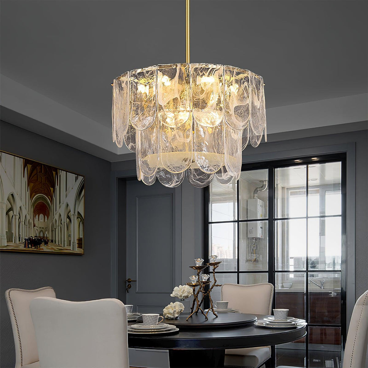 Lustre Camargue en verre et fer – vue 13