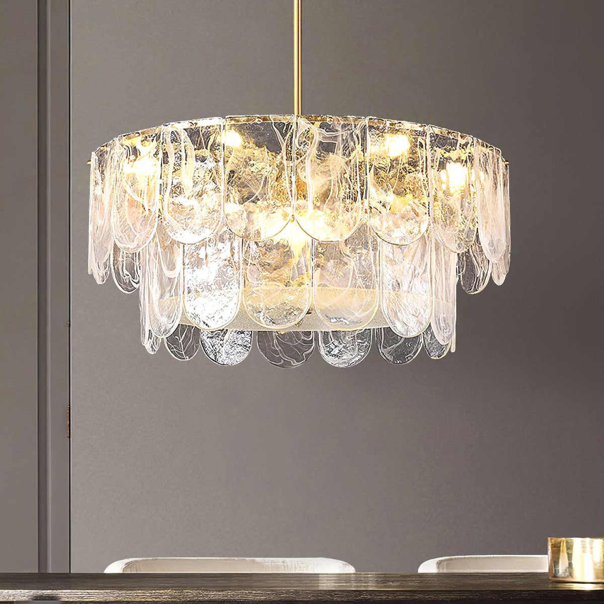Lustre Camargue en verre et fer – vue 14