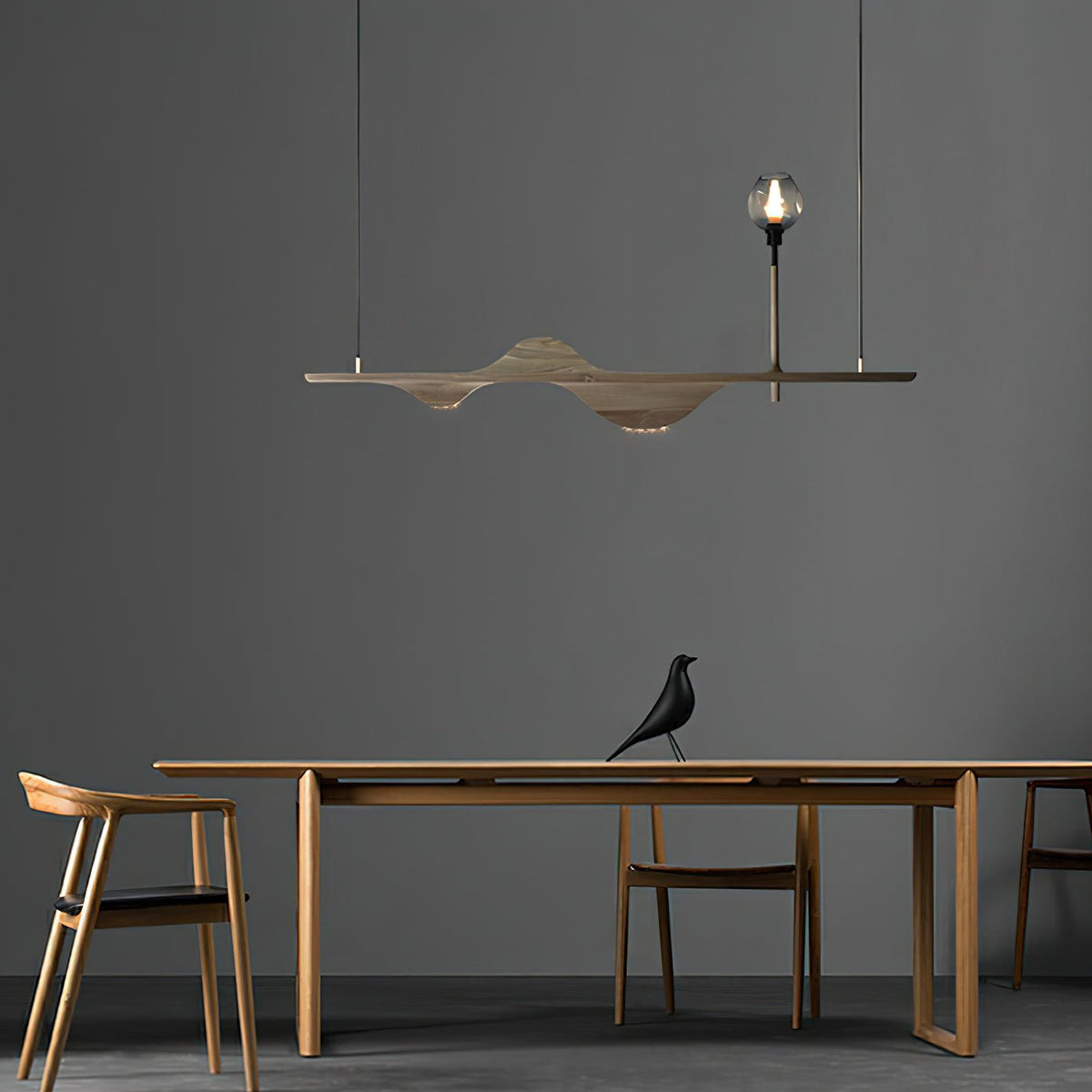 Lustre Pomone en bois et verre – vue 3