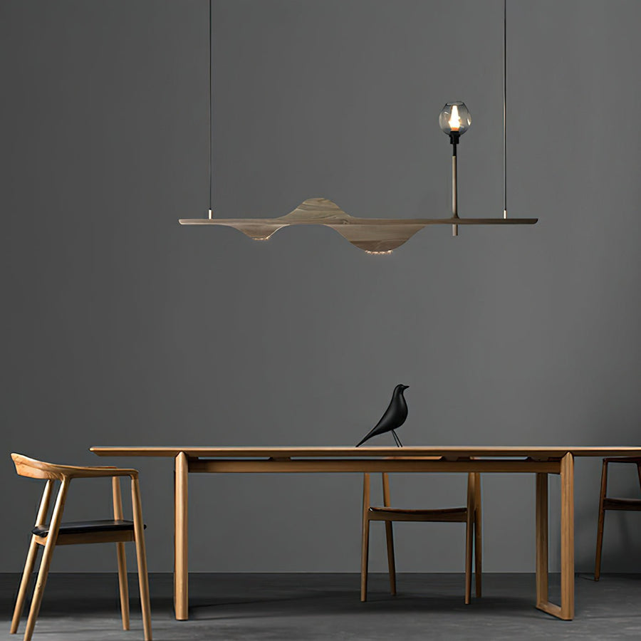 Lustre Pomone en bois et verre – vue 3