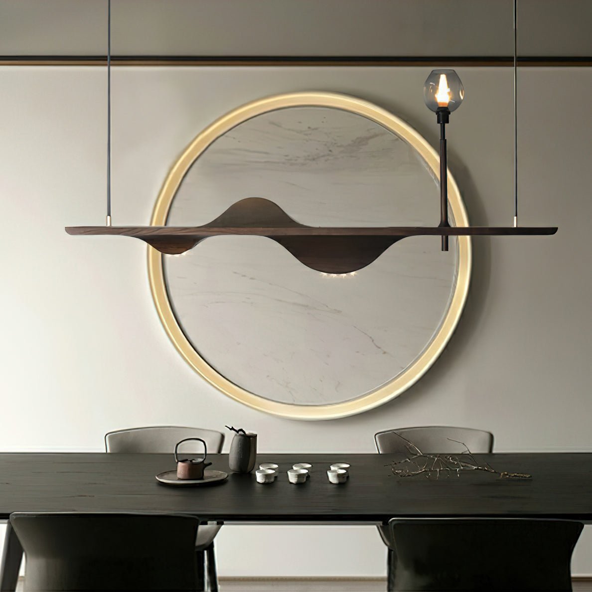 Lustre Pomone en bois et verre – vue 5