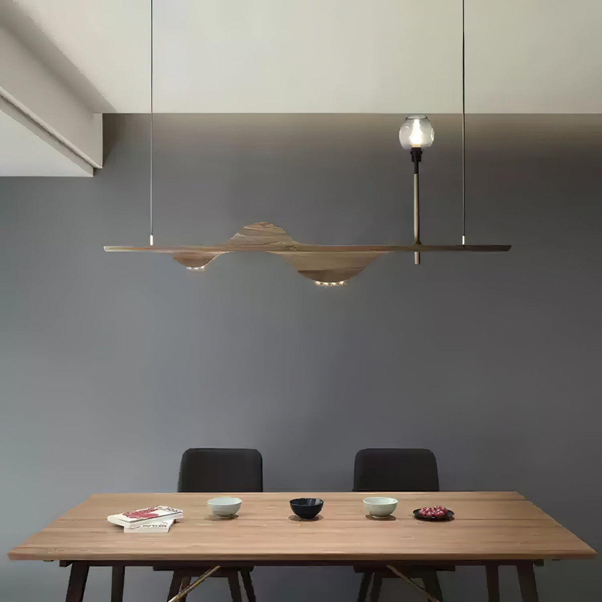 Lustre Pomone en bois et verre – vue 2