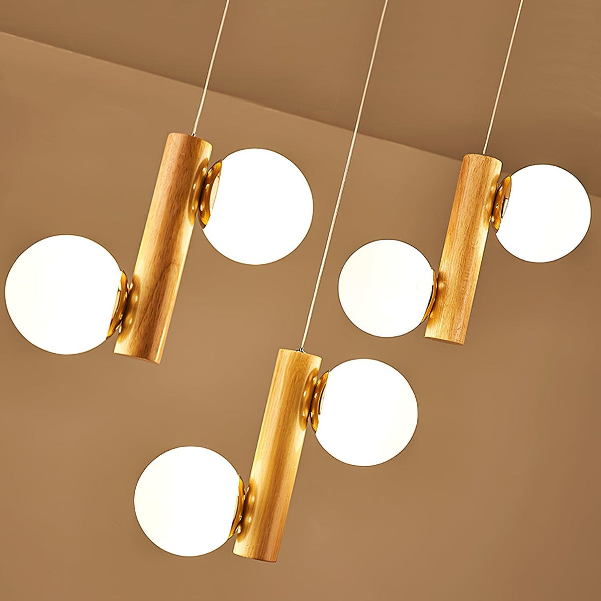 Suspension Yeuse en bois et verre – vue 2