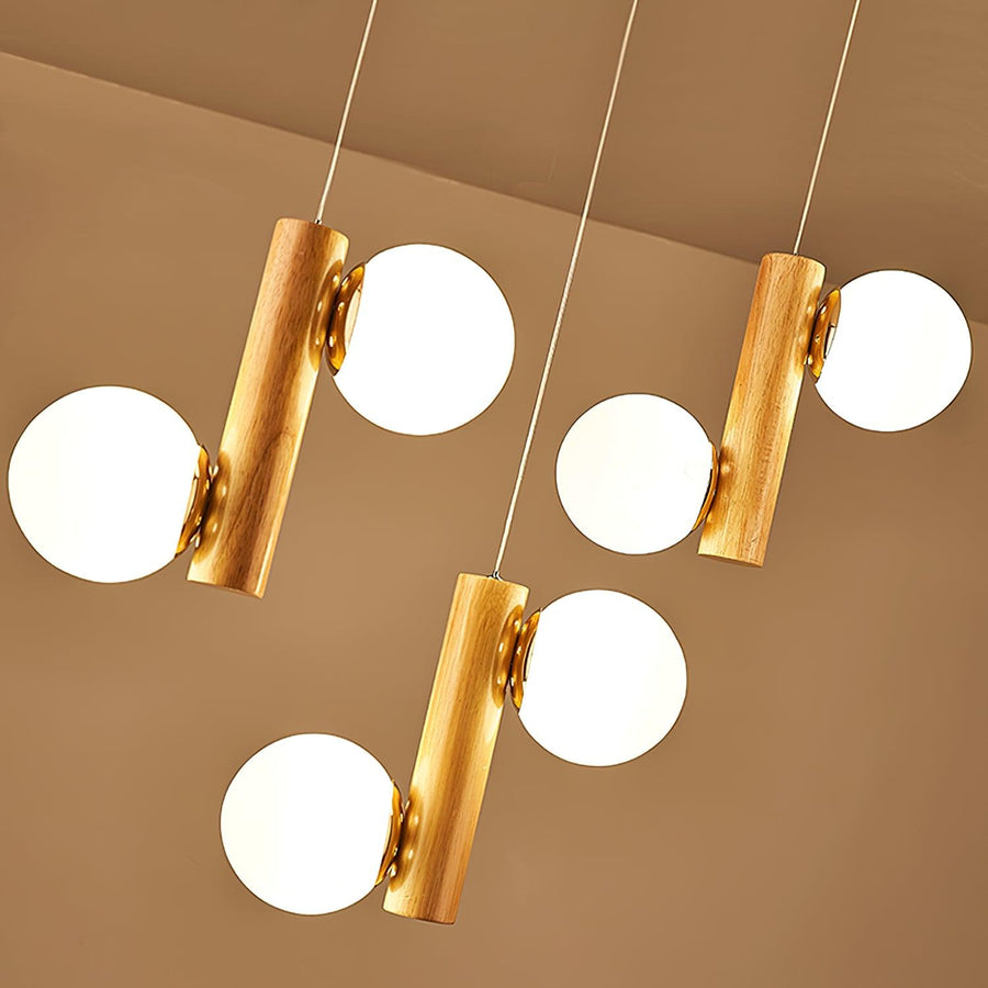 Suspension Yeuse en bois et verre – vue 2