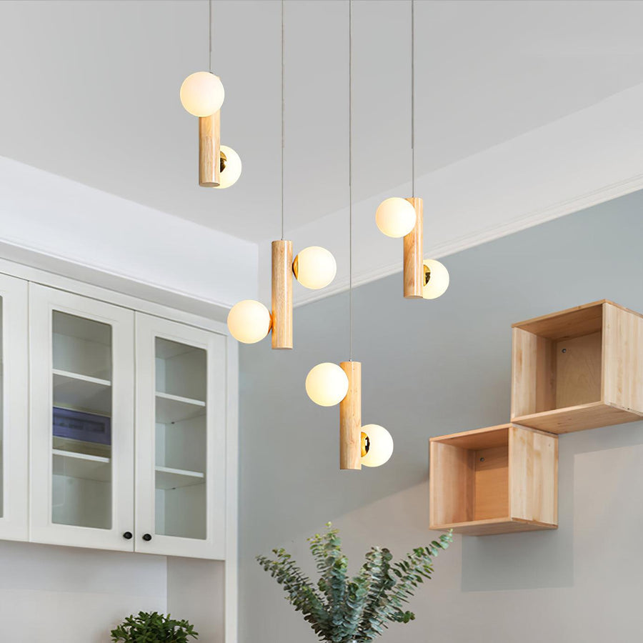 Suspension Yeuse en bois et verre – vue 4