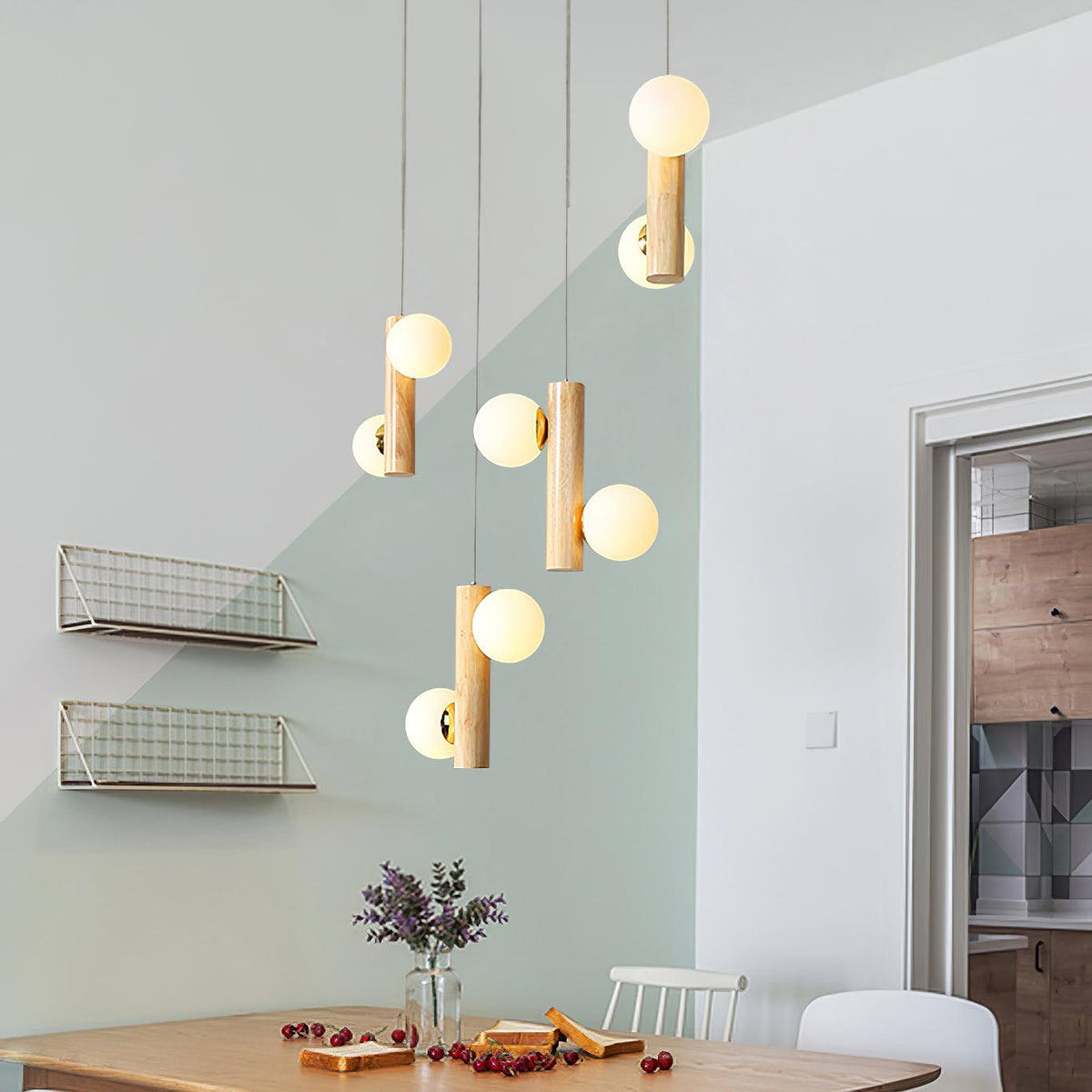 Suspension Yeuse en bois et verre – vue 16