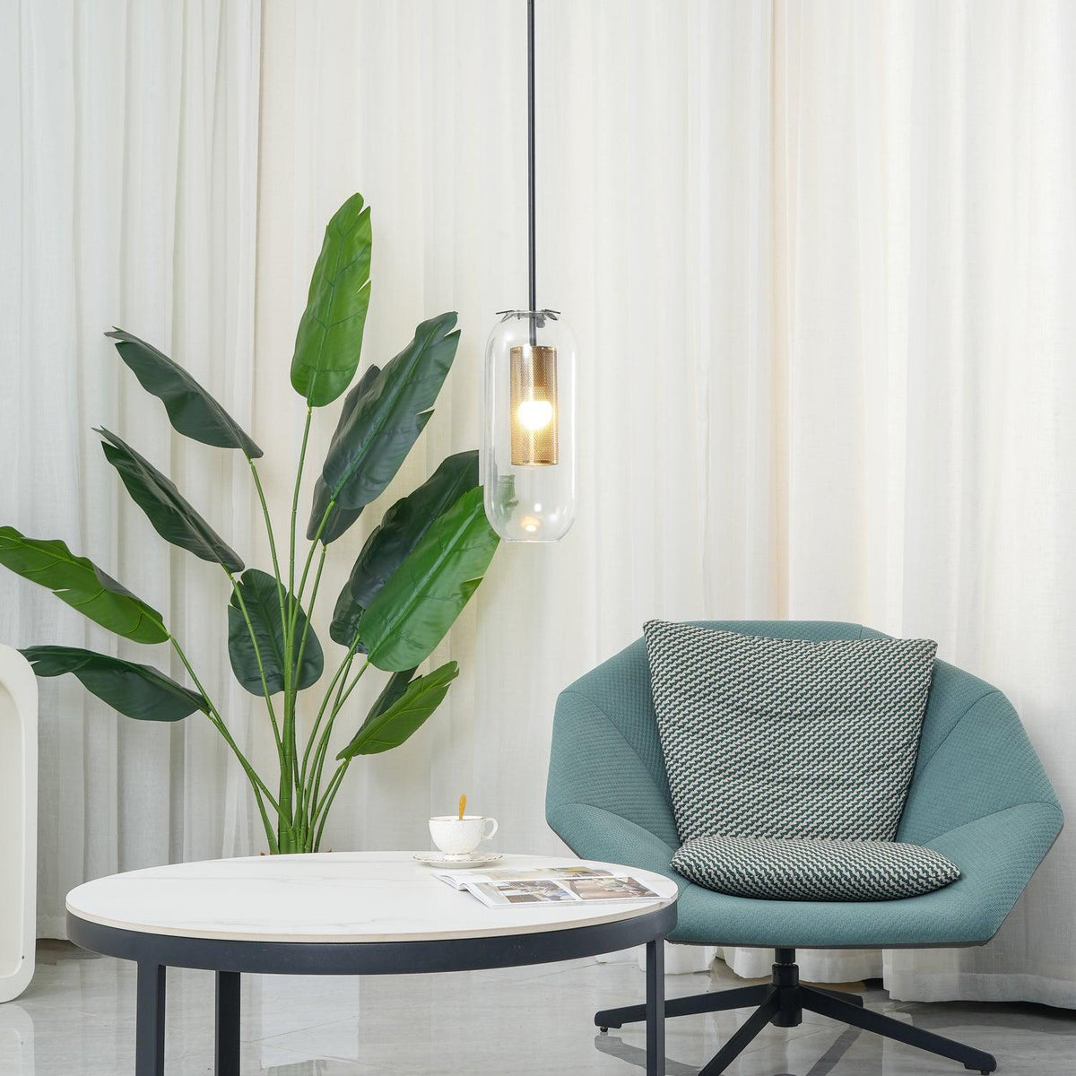 Suspension Ursule en verre et laiton – vue 28