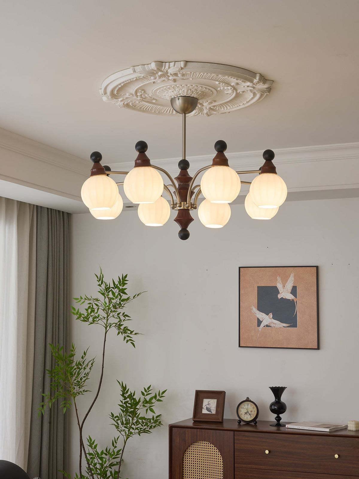 Lustre Rayon en bois et verre – vue 16