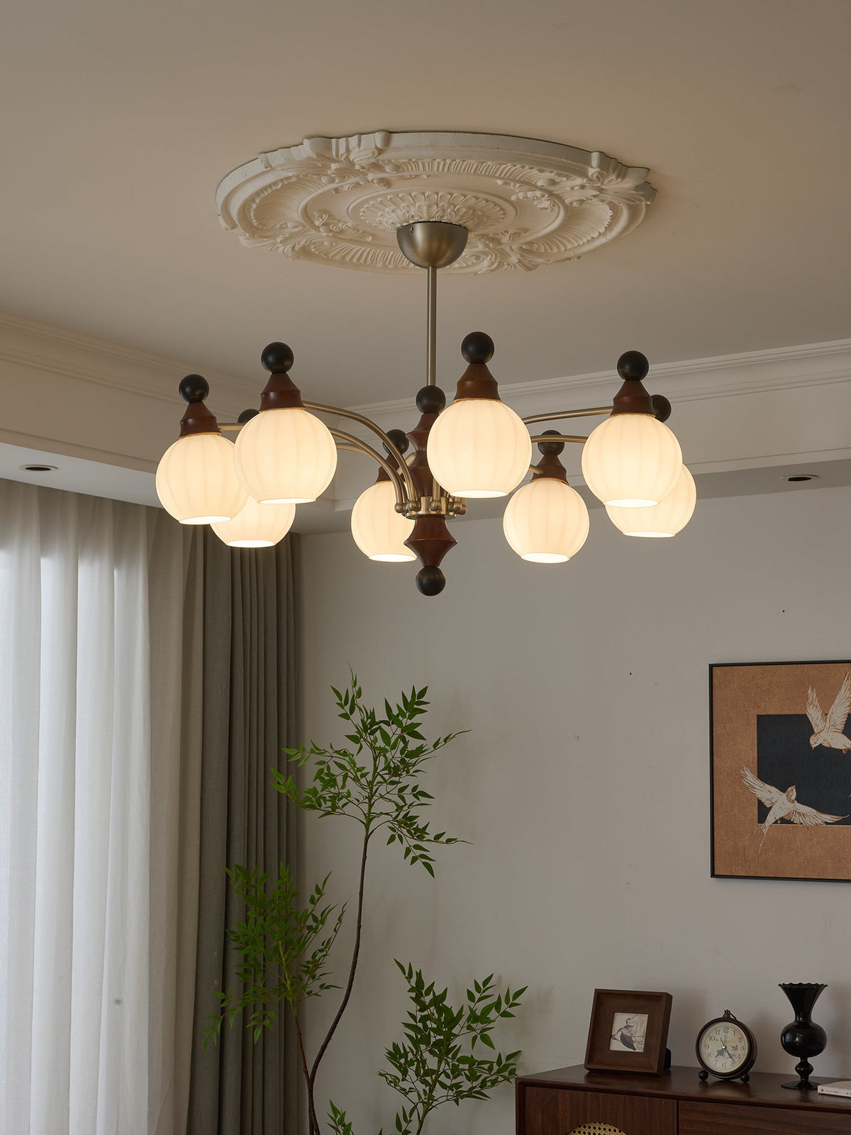 Lustre Rayon en bois et verre – vue 28