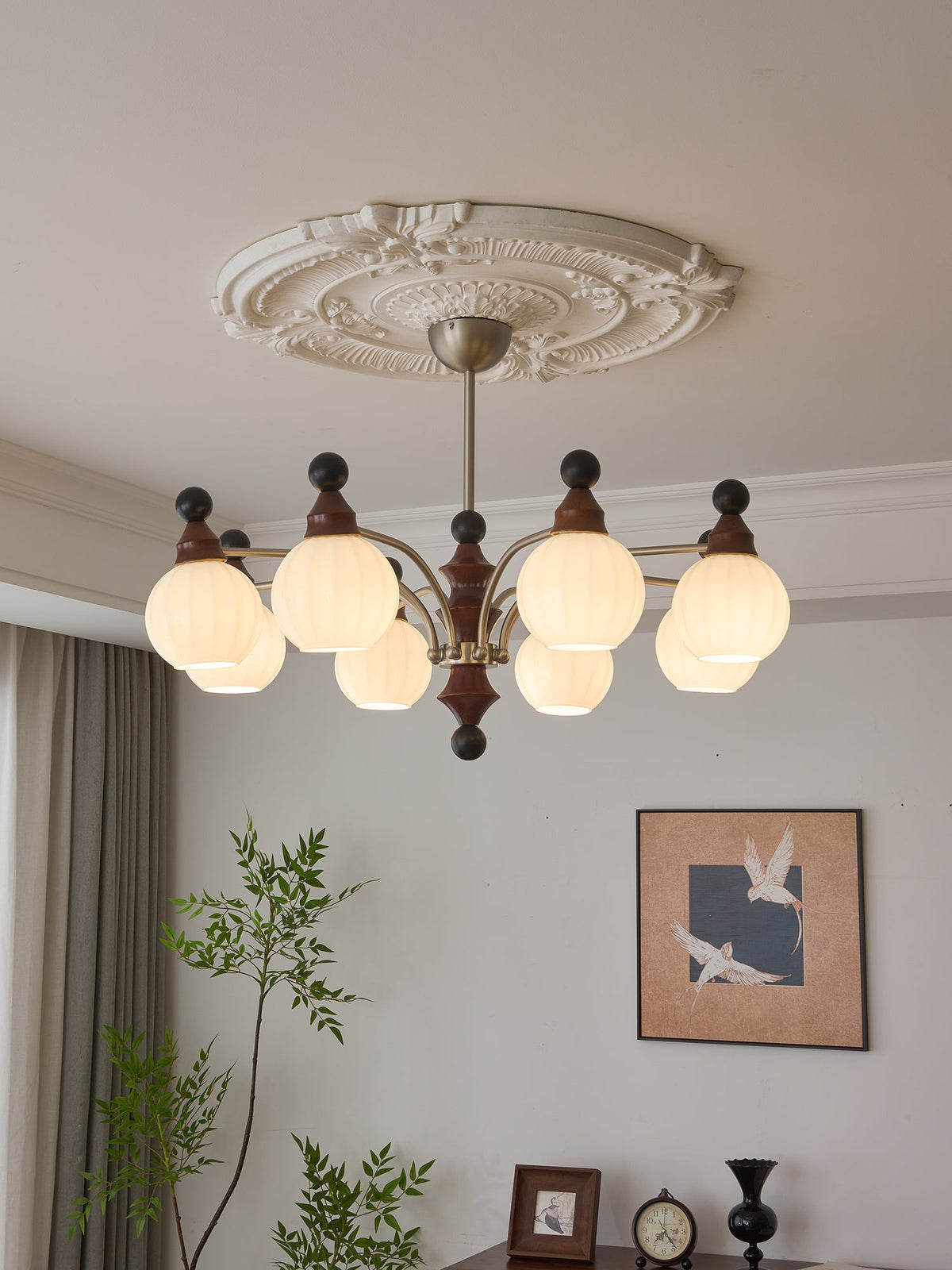 Lustre Rayon en bois et verre – vue 4