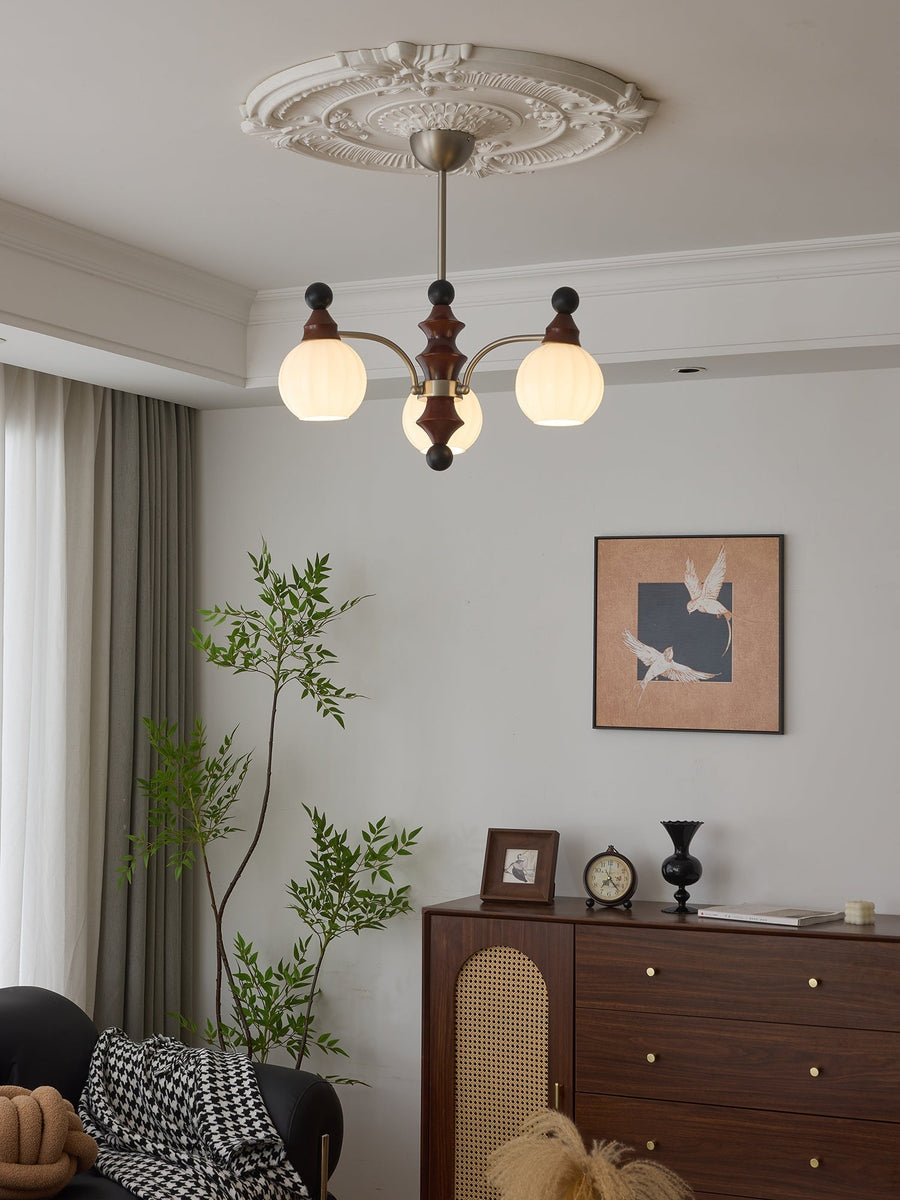 Lustre Rayon en bois et verre – vue 3