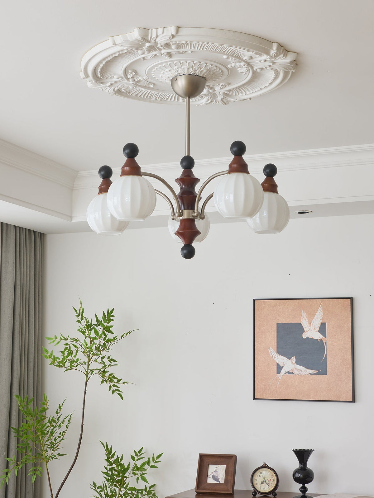 Lustre Rayon en bois et verre – vue 5