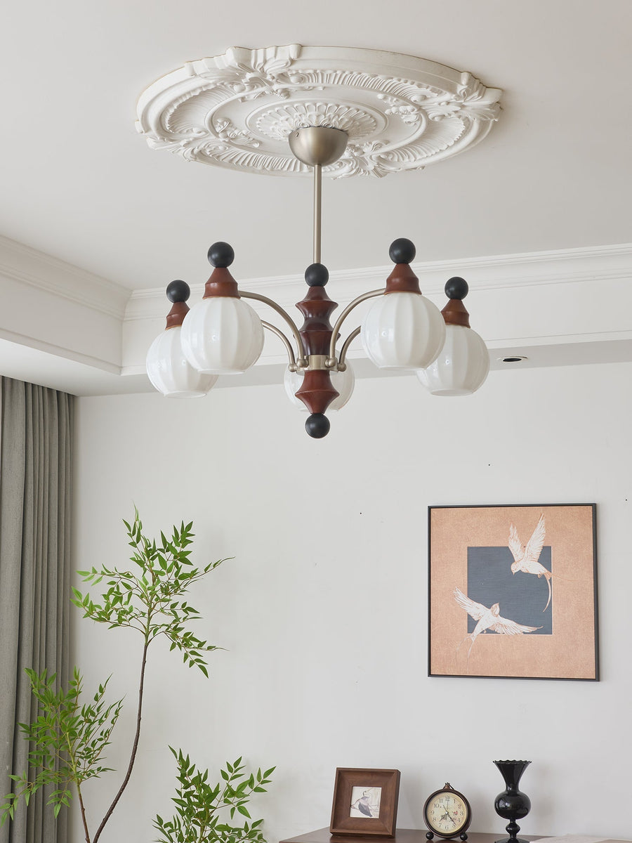 Lustre Rayon en bois et verre – vue 5