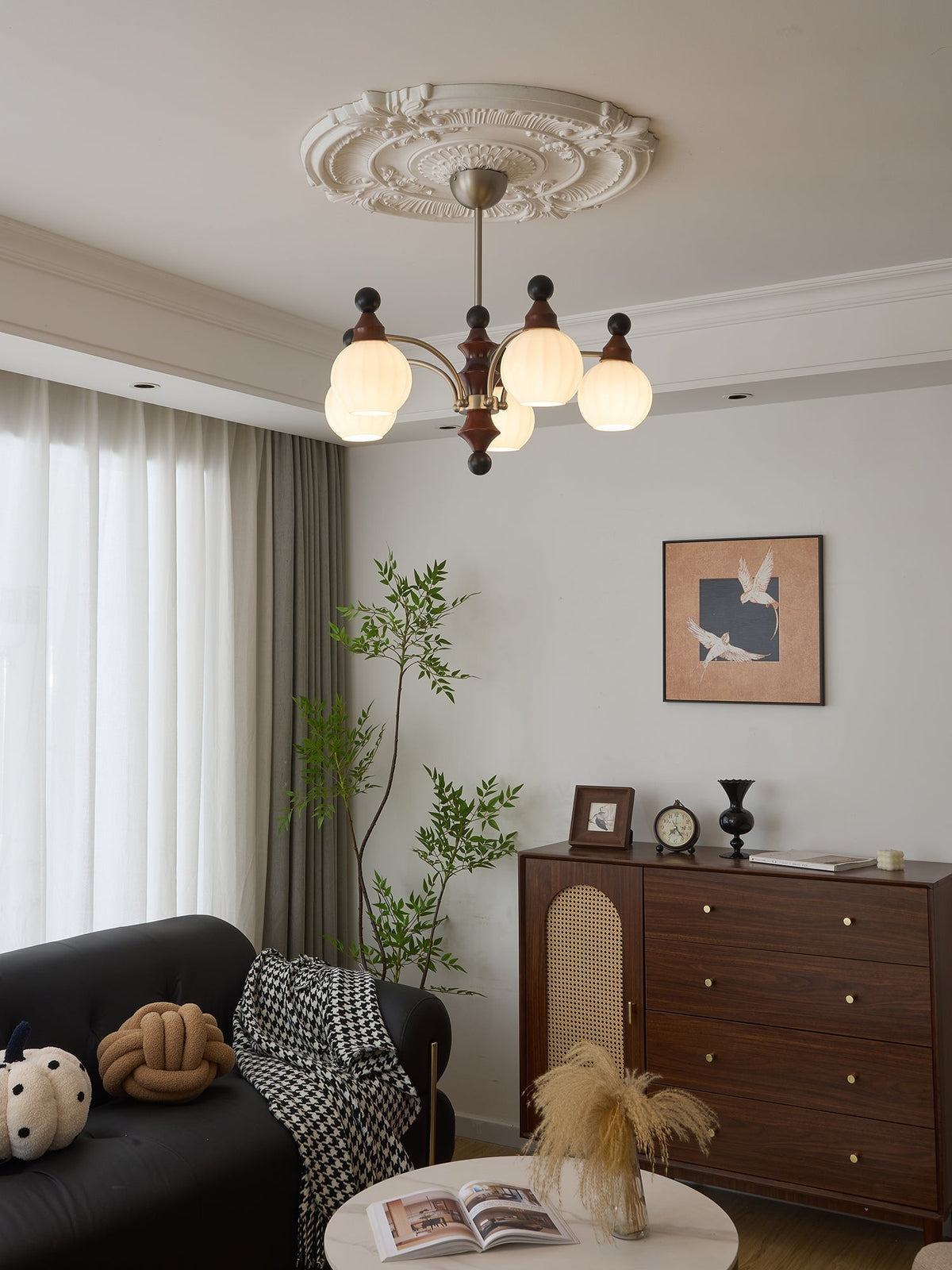 Lustre Rayon en bois et verre – vue 8