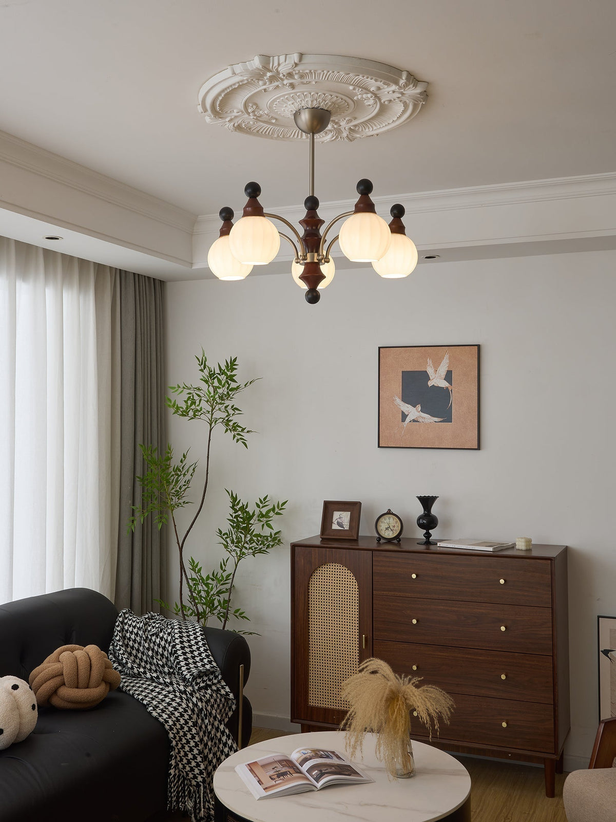 Lustre Rayon en bois et verre – vue 9