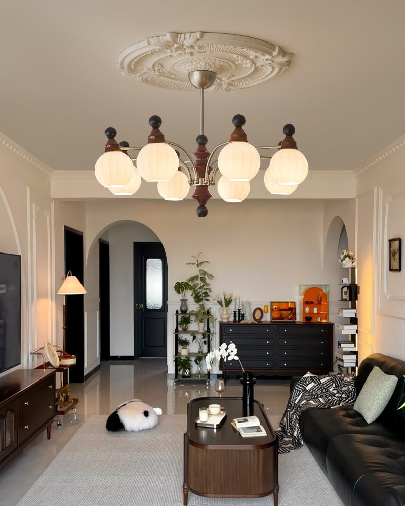 Lustre Rayon en bois et verre – vue 13
