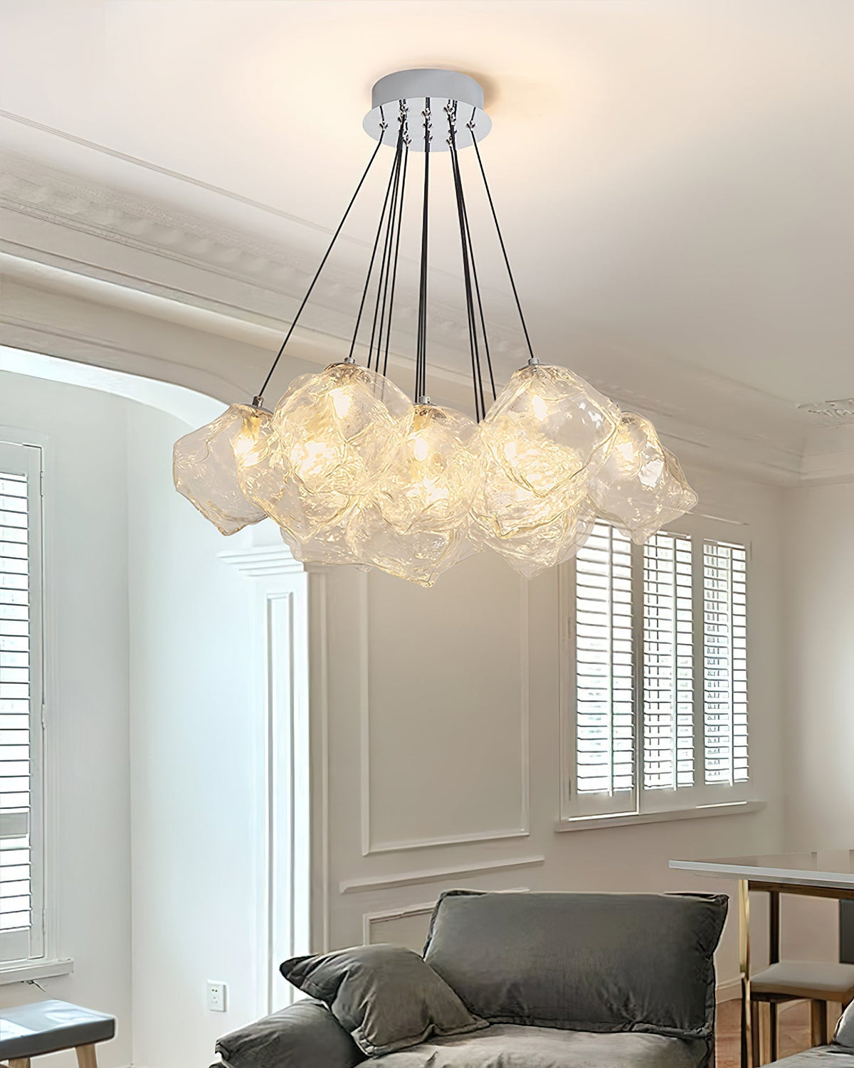 Lustre Noria en verre et fer – vue 13