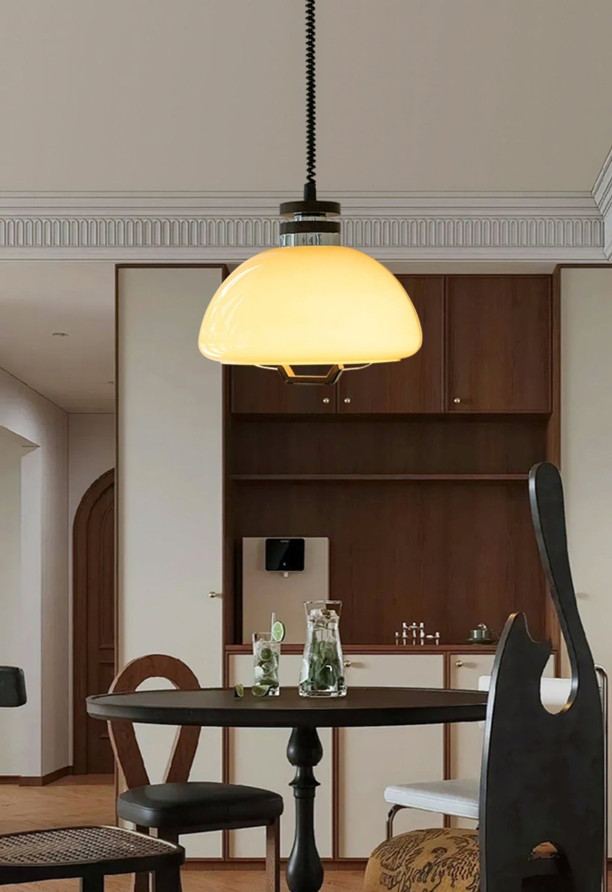 Suspension Éventail en bois et verre – vue 5