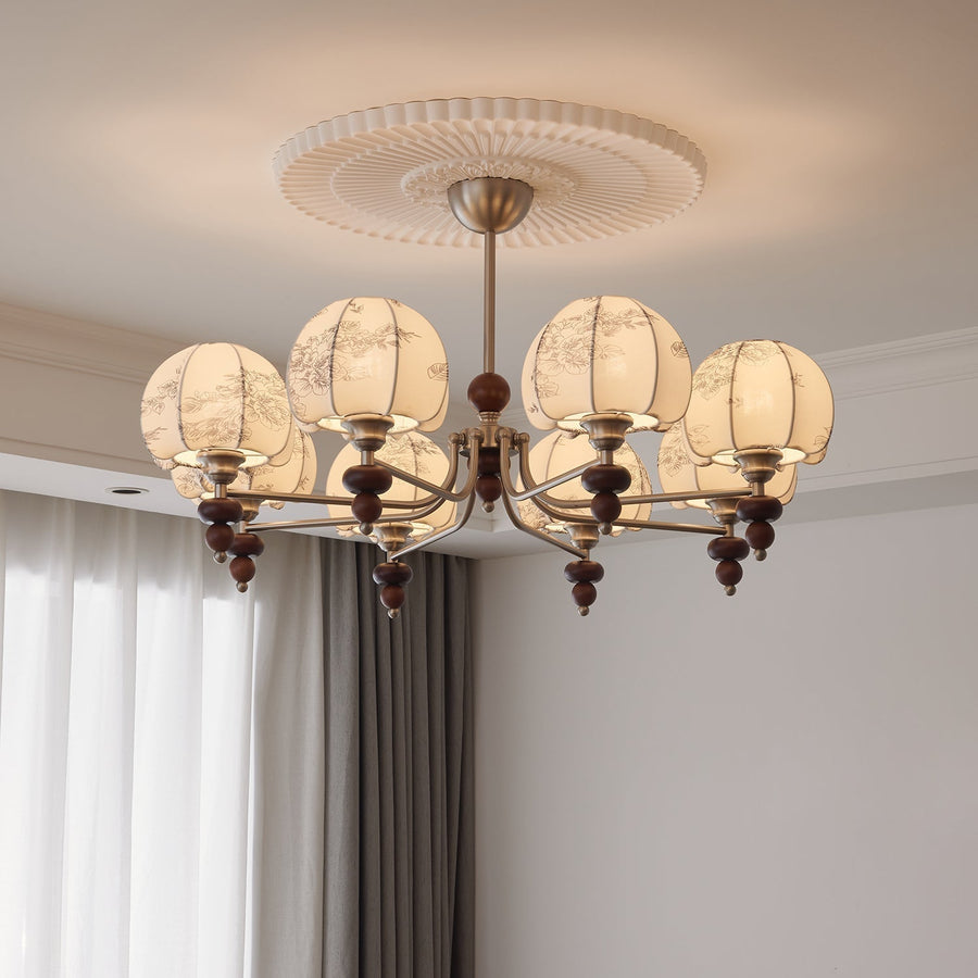 Lustre Romance en bois et tissu – vue 3