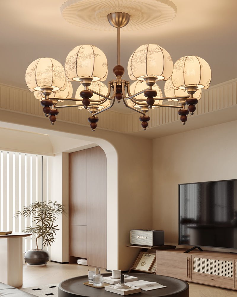 Lustre Romance en bois et tissu – vue 9