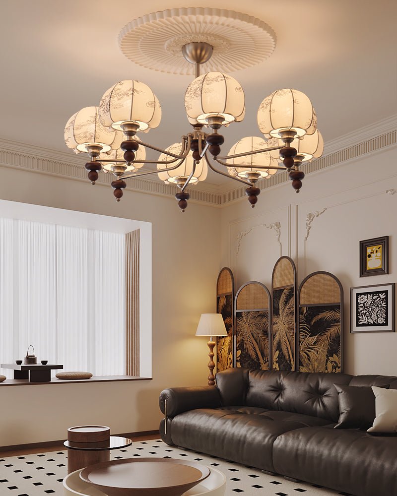 Lustre Romance en bois et tissu – vue 10