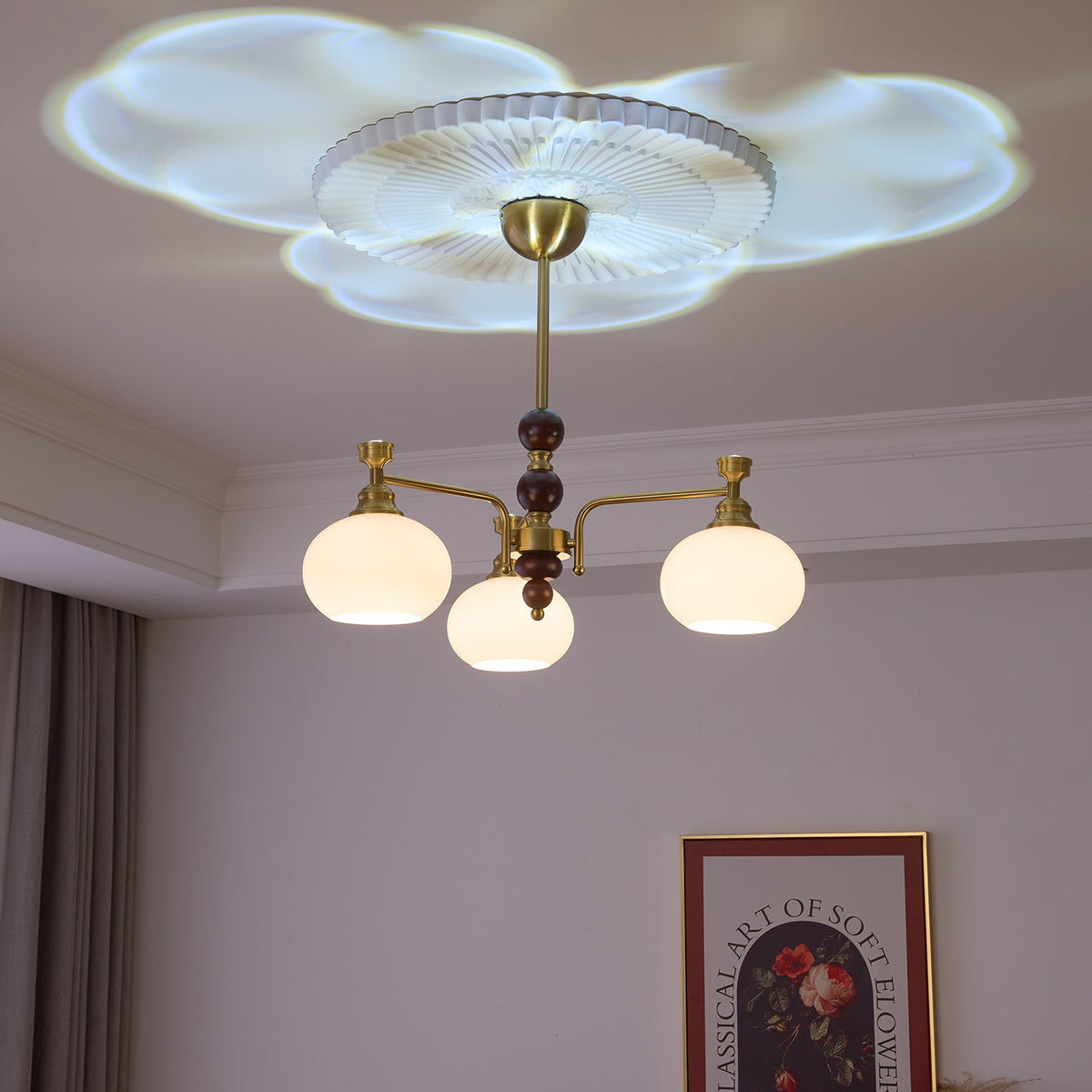 Lustre Acanthe en verre et bois – vue 13