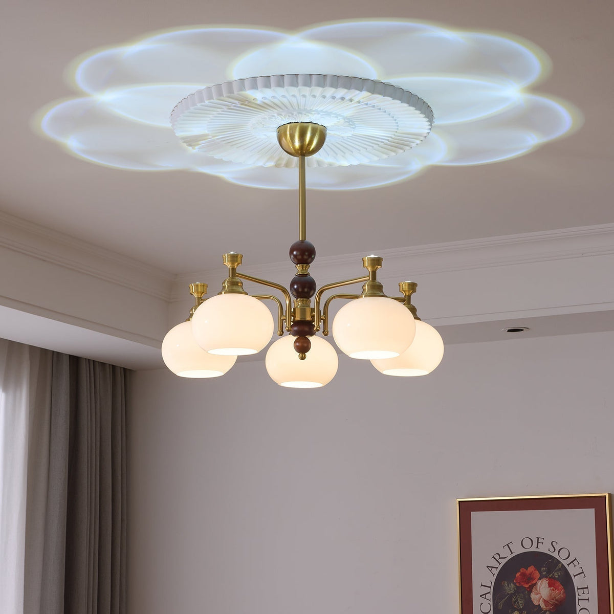 Lustre Acanthe en verre et bois – vue 16