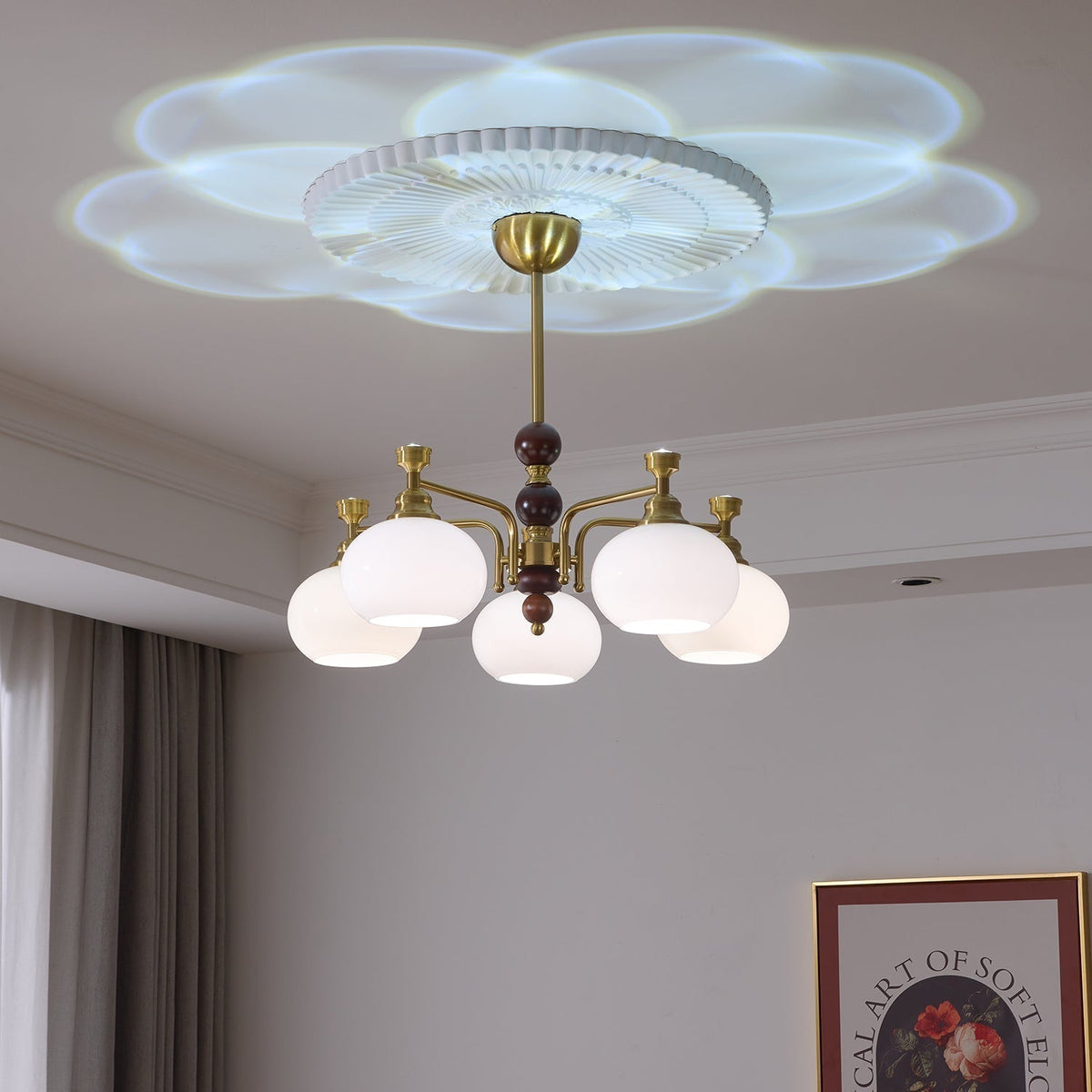 Lustre Acanthe en verre et bois – vue 24