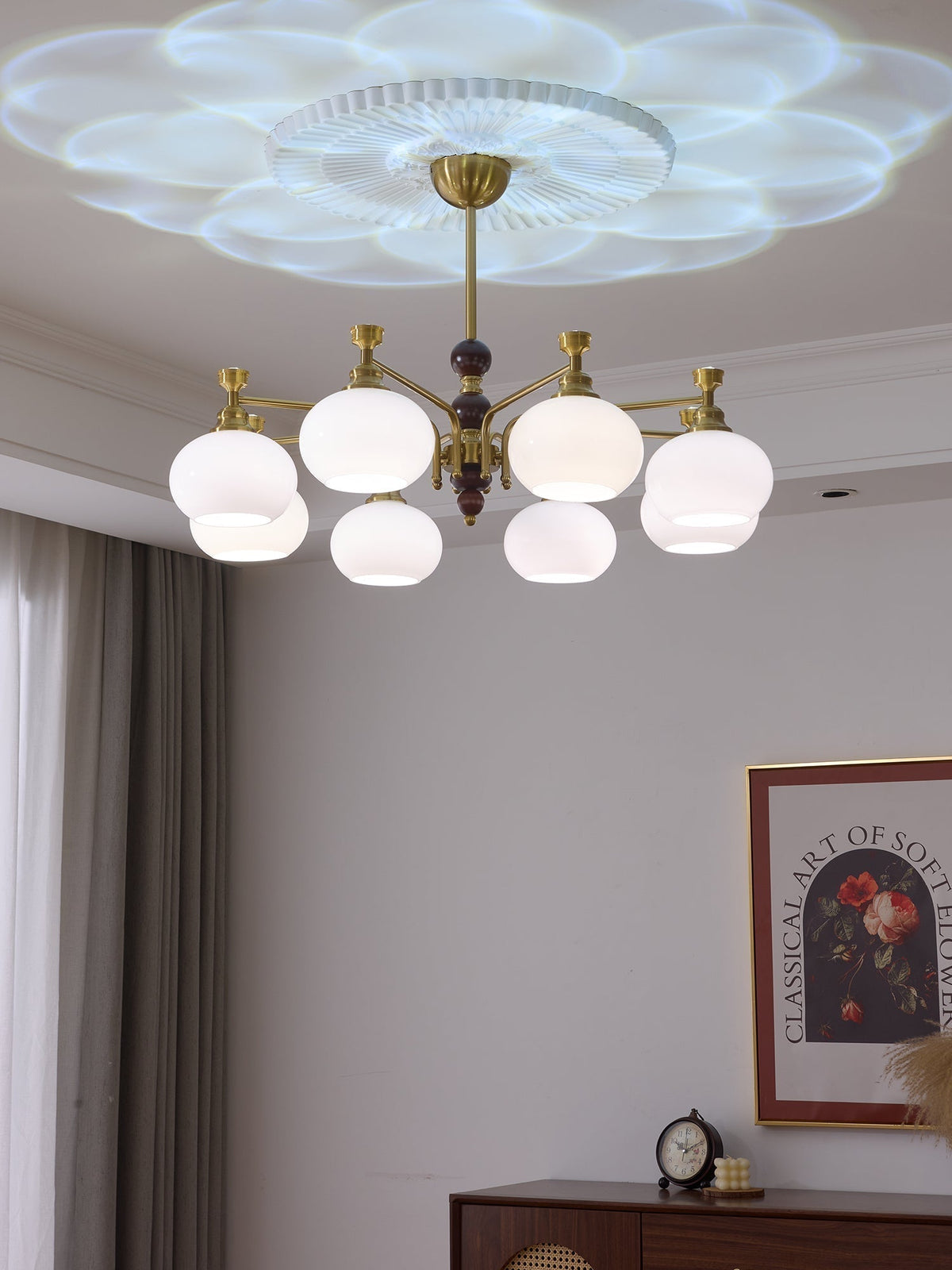 Lustre Acanthe en verre et bois – vue 7