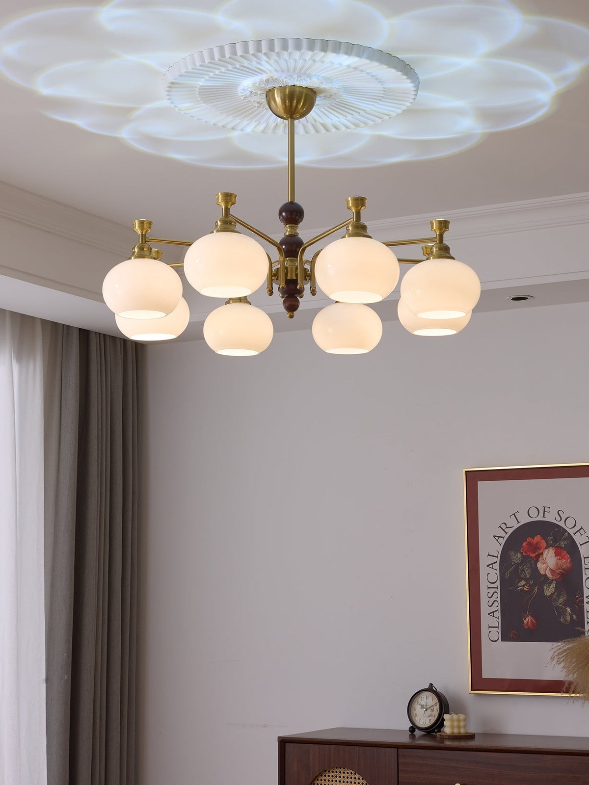 Lustre Acanthe en verre et bois – vue 21