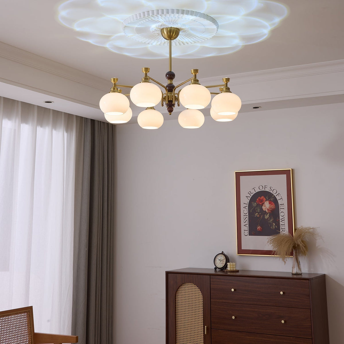 Lustre Acanthe en verre et bois – vue 8