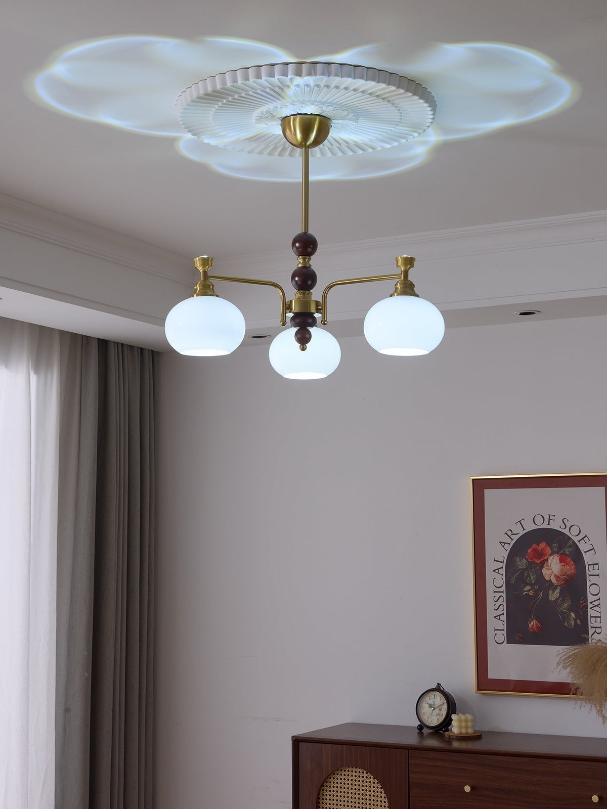 Lustre Acanthe en verre et bois – vue 9