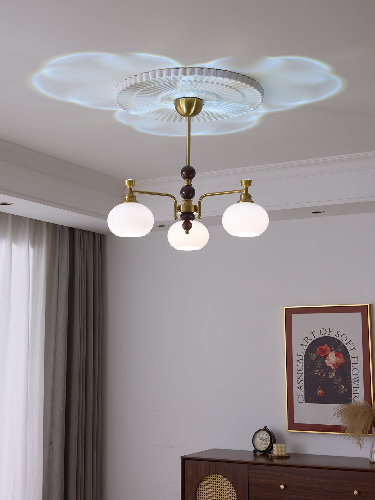 Lustre Acanthe en verre et bois – vue 11