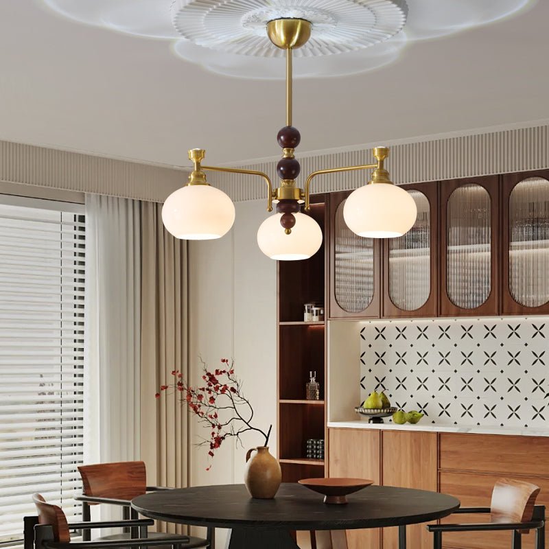 Lustre Acanthe en verre et bois – vue 2