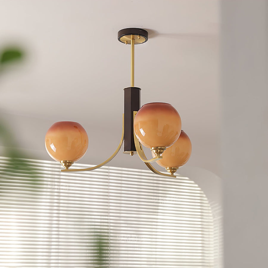 Lustre Clochette en verre et bois – vue 5
