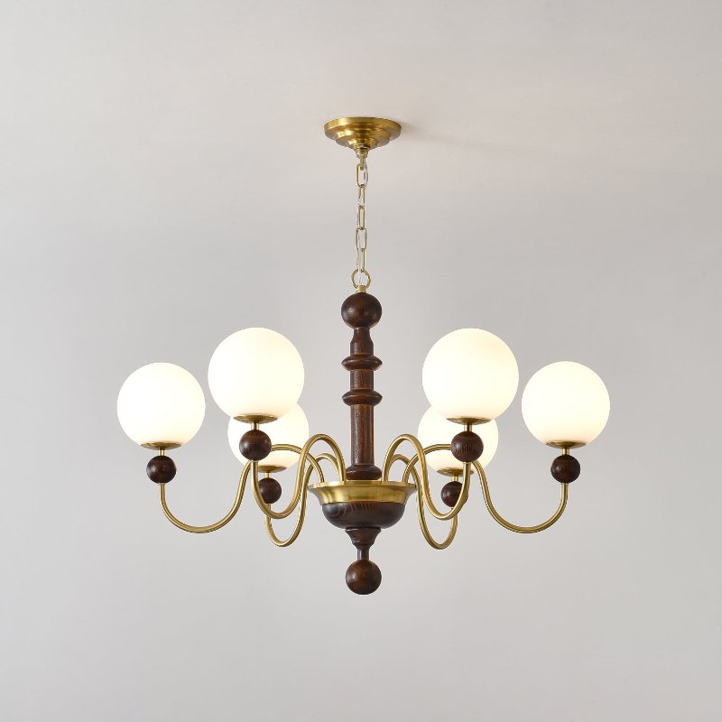 Lustre Narcisse en verre et bois – vue 10