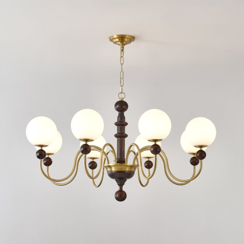 Lustre Narcisse en verre et bois – vue 11
