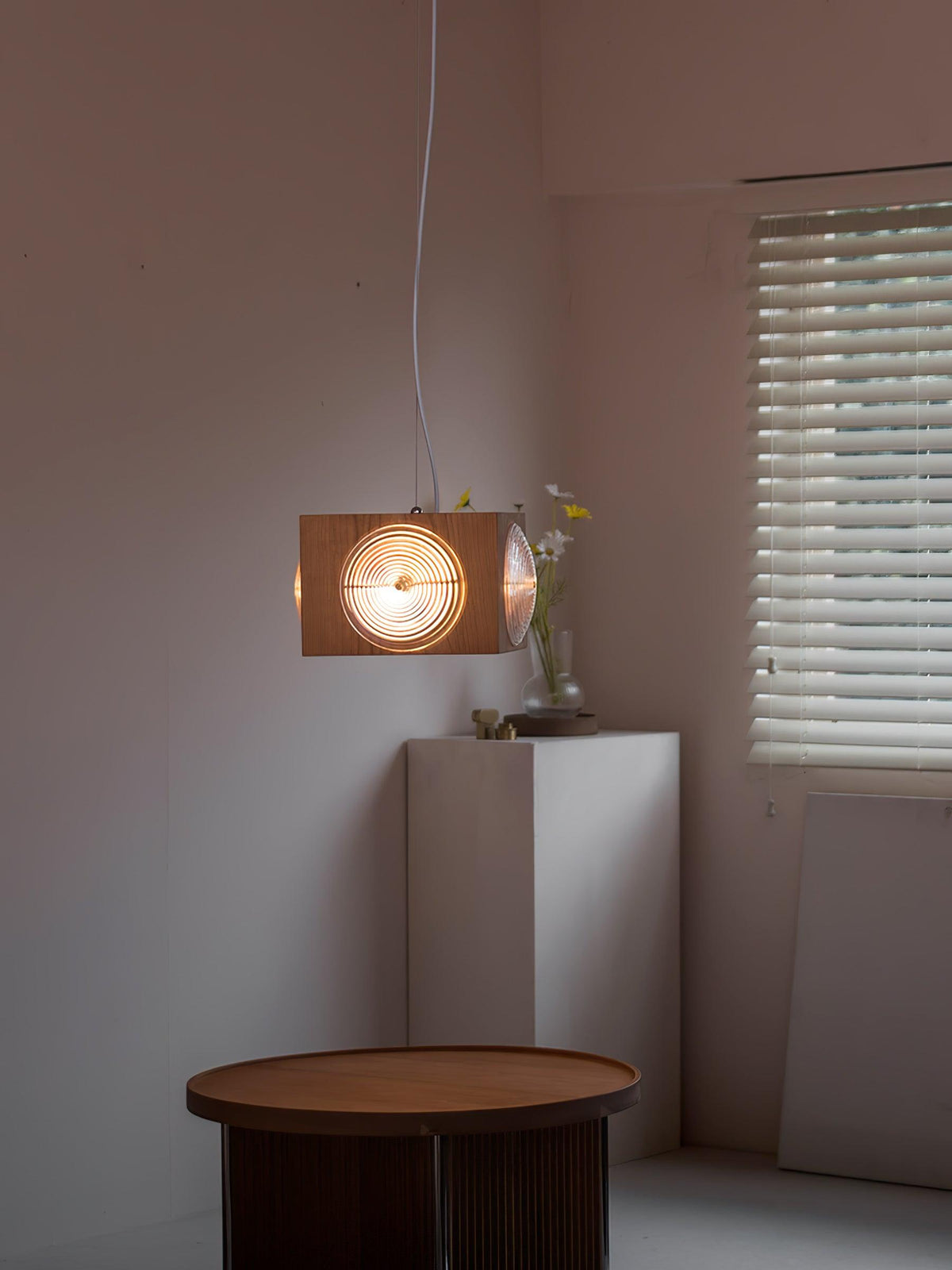 Suspension Aldebaran en bois et verre – vue 12