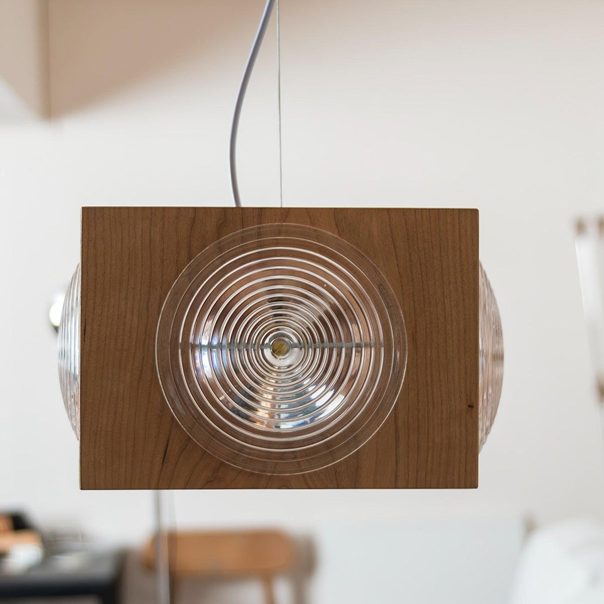Suspension Aldebaran en bois et verre – vue 8
